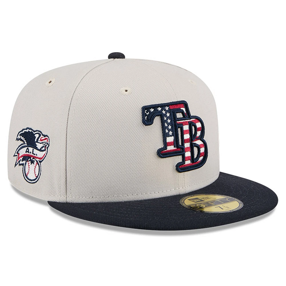 Men's New Era Khaki/Black Tampa Bay Rays 2024 Fourth of July 59FIFTY Fitted Hat