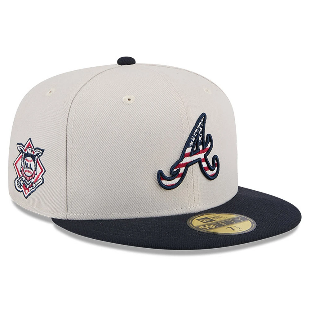 Men's New Era Khaki/Black Atlanta Braves 2024 Fourth of July 59FIFTY Fitted Hat
