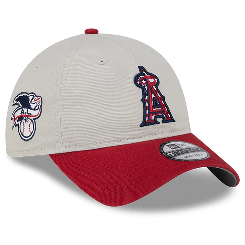 Men's New Era Khaki/Red Los Angeles Angels 2024 Fourth of July 9TWENTY Adjustable Hat