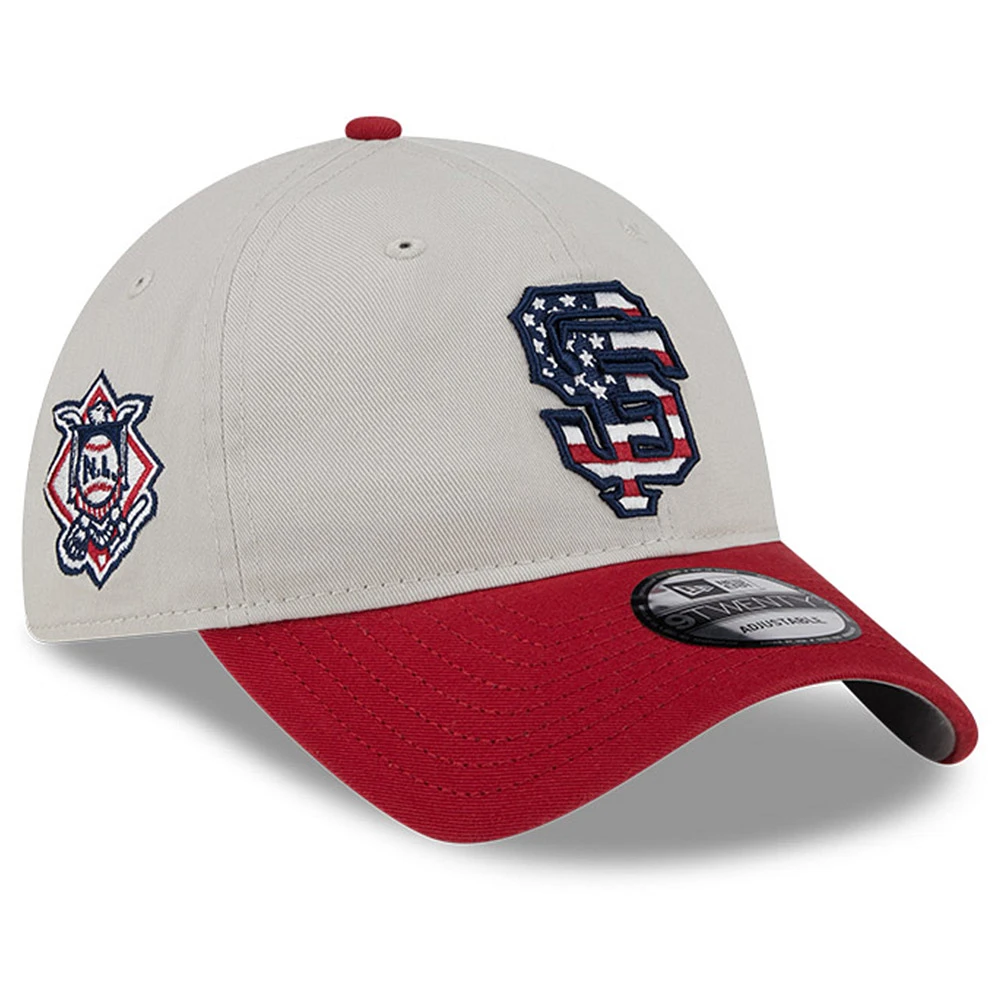 Men's New Era Khaki/Red San Francisco Giants 2024 Fourth of July 9TWENTY Adjustable Hat