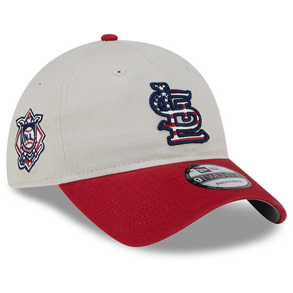 Men's New Era Khaki/Red St. Louis Cardinals 2024 Fourth of July 9TWENTY Adjustable Hat