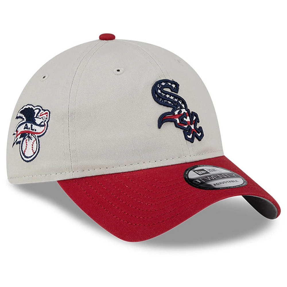 Men's New Era Khaki/Red Chicago White Sox 2024 Fourth of July 9TWENTY Adjustable Hat