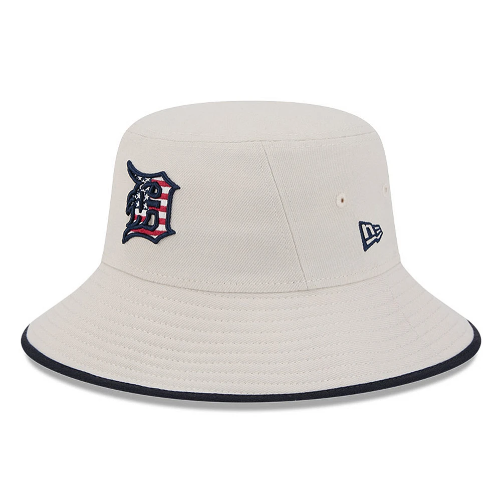 Men's New Era Khaki Detroit Tigers 2024 Fourth of July Bucket Hat