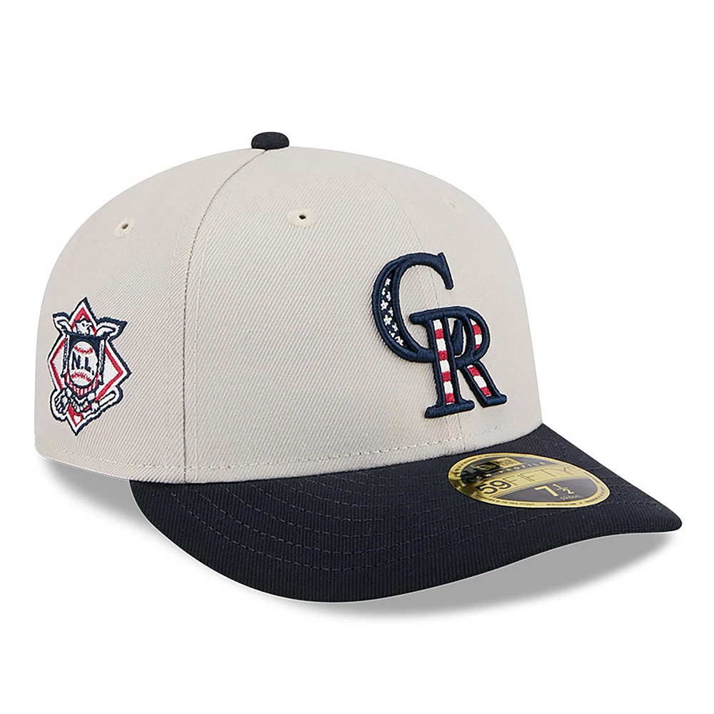 Men's New Era Khaki/Black Colorado Rockies 2024 Fourth of July Low Profile 59FIFTY Fitted Hat