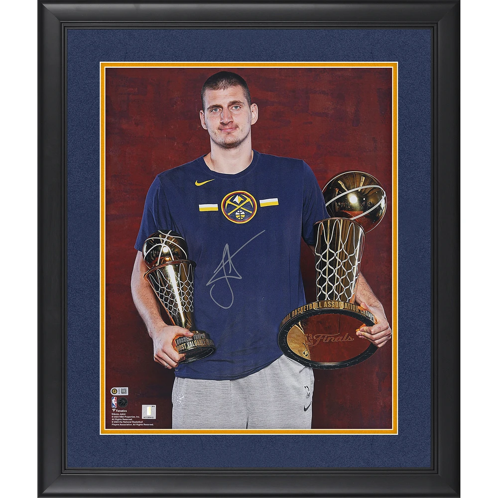 Nikola Jokic Denver Nuggets Autographed Framed 16" x 20" Trophy Shot Photograph