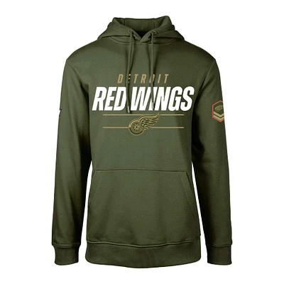 Men's Levelwear Olive Detroit Red Wings Delta Podium Fleece Pullover Hoodie