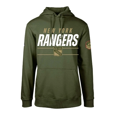 Men's Levelwear Olive New York Rangers Delta Podium Fleece Pullover Hoodie