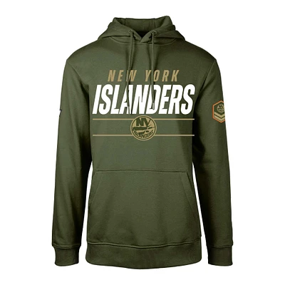 Men's Levelwear Olive New York Islanders Delta Podium Fleece Pullover Hoodie