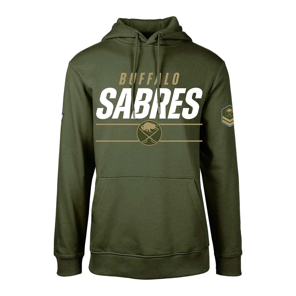 Men's Levelwear Olive Buffalo Sabres Delta Podium Fleece Pullover Hoodie