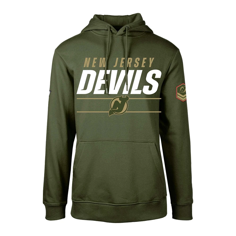 Men's Levelwear Olive New Jersey Devils Delta Podium Fleece Pullover Hoodie