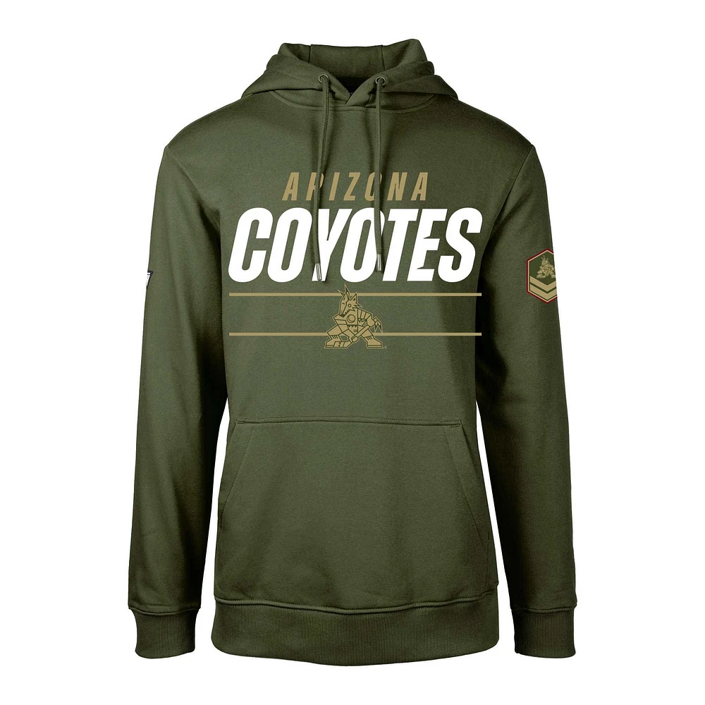 Men's Levelwear Olive Arizona Coyotes Delta Podium Fleece Pullover Hoodie