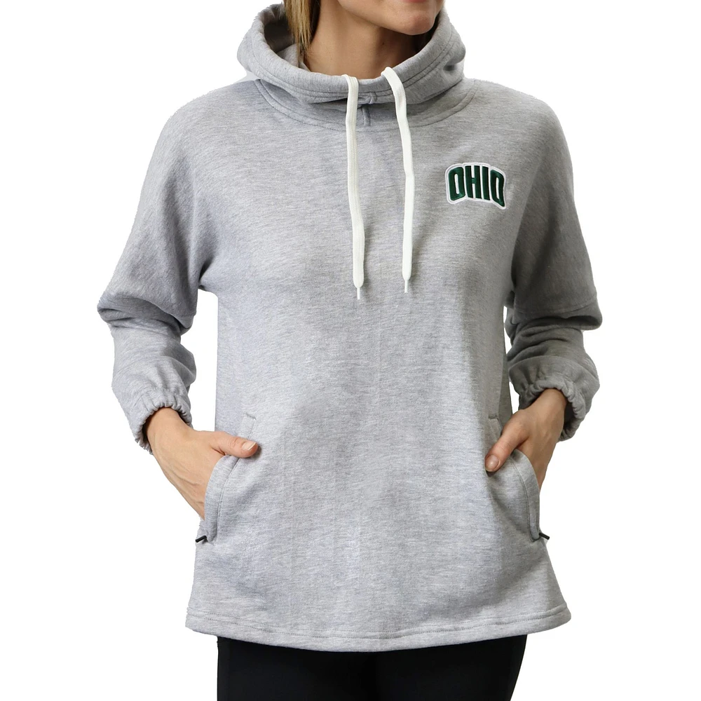Women's Heather Gray Ohio Bobcats Scuba Neck Pullover Hoodie