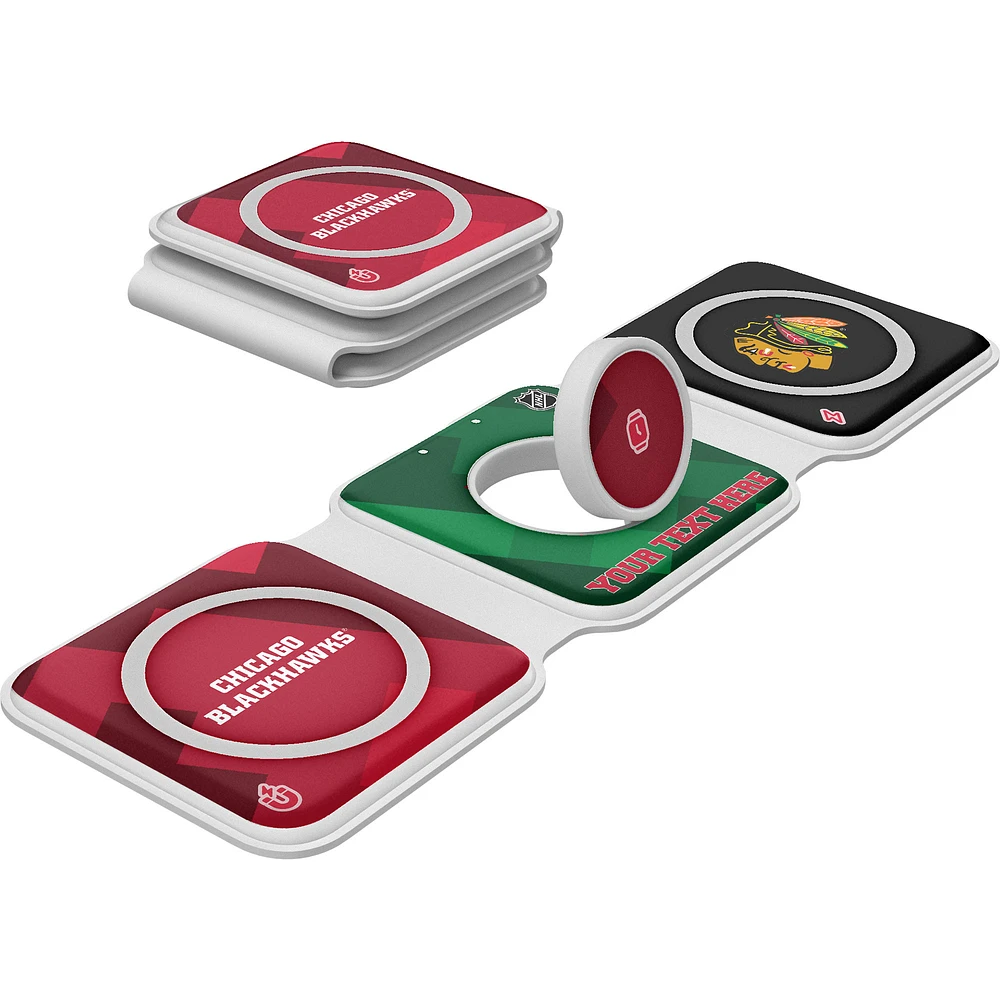 Keyscaper Chicago Blackhawks Personalized 3-in-1 Foldable Charger
