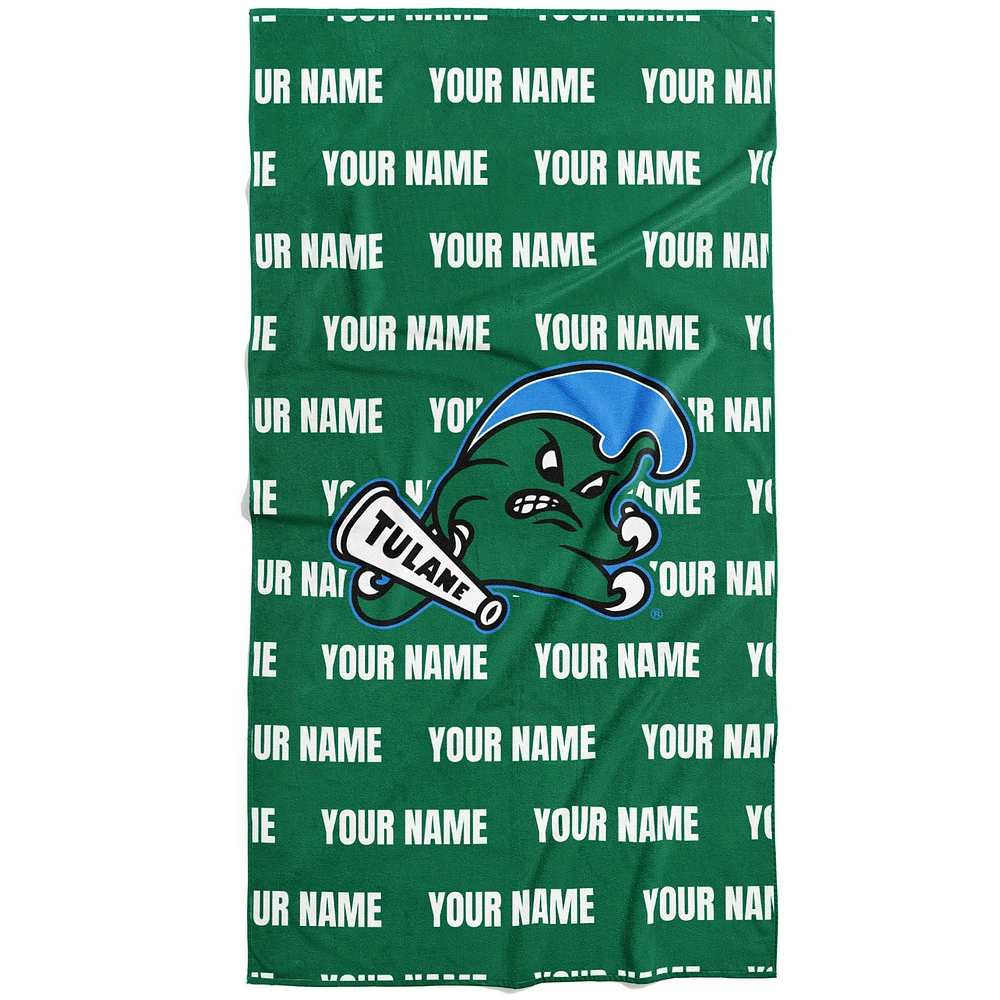 Chad & Jake Tulane Green Wave 30" x 60" Personalized Repeat Vertical Towel