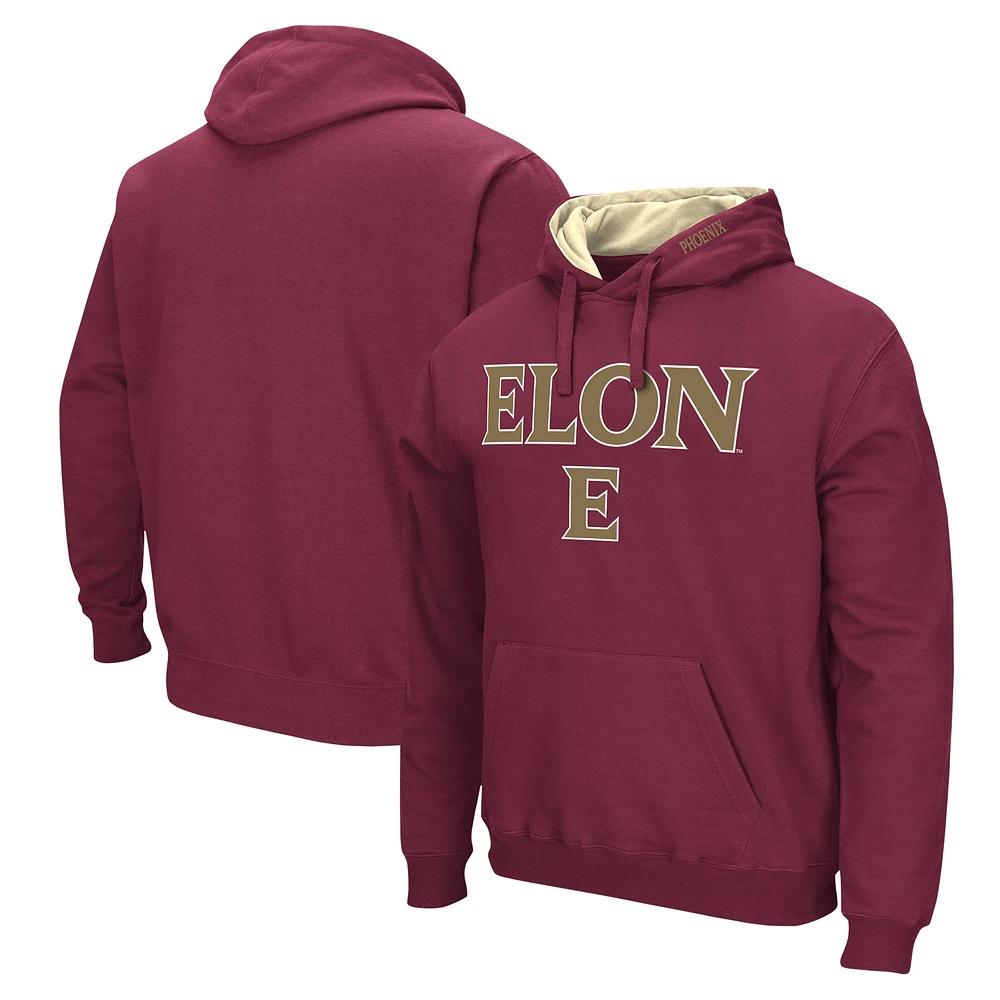 Men's Colosseum Maroon Elon Phoenix Arch & Logo Pullover Hoodie