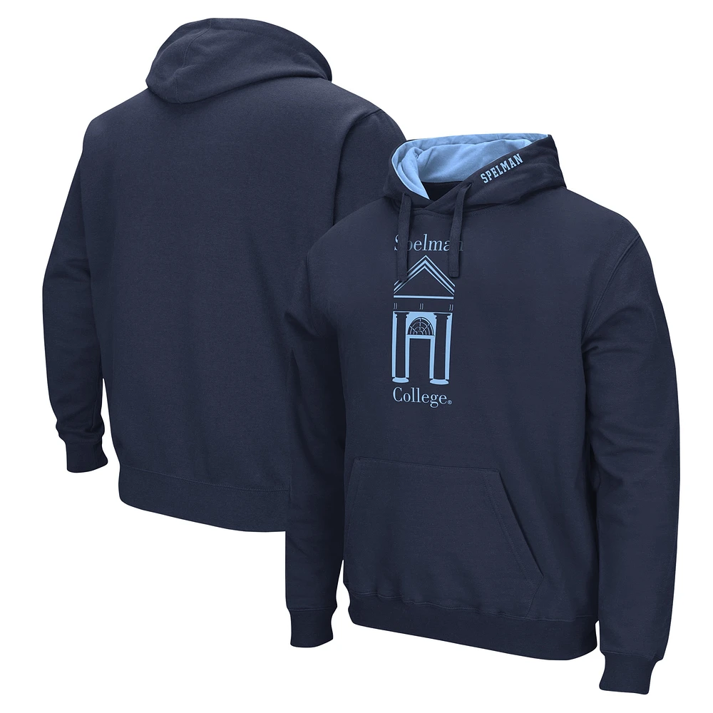 Men's Colosseum Navy Spelman College Jaguars Arch & Logo Pullover Hoodie