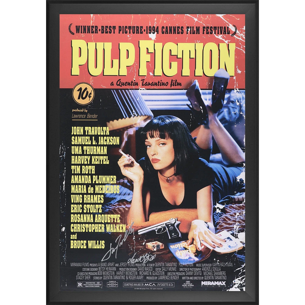 Samuel L. Jackson & John Travolta Pulp Fiction Autographed Framed 27" x 40" Movie Poster