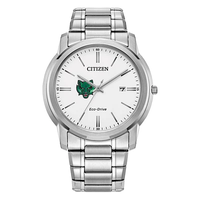Men's Citizen Watch  Silver Binghamton Bearcats Eco-Drive White Dial Stainless Steel Watch