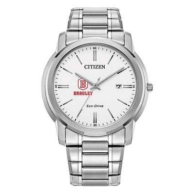 Men's Citizen Watch  Silver Bradley Braves Eco-Drive White Dial Stainless Steel Watch