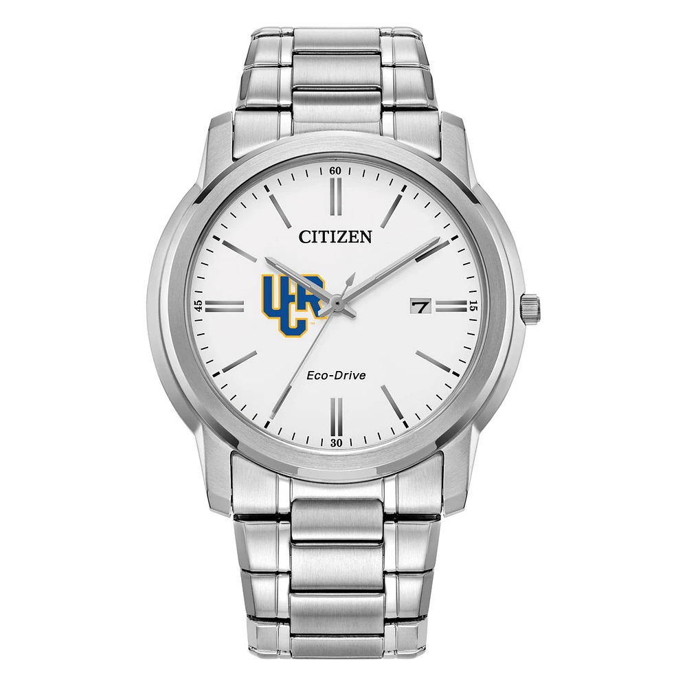 Men's Citizen Watch Silver UC Riverside Highlanders Eco-Drive White Dial Stainless Steel Watch