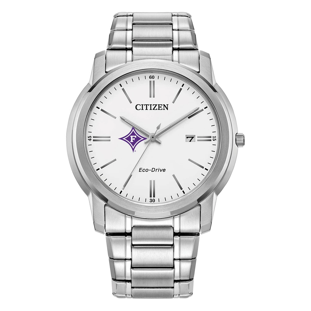 Men's Citizen Watch Silver Furman Paladins Eco-Drive White Dial Stainless Steel Watch