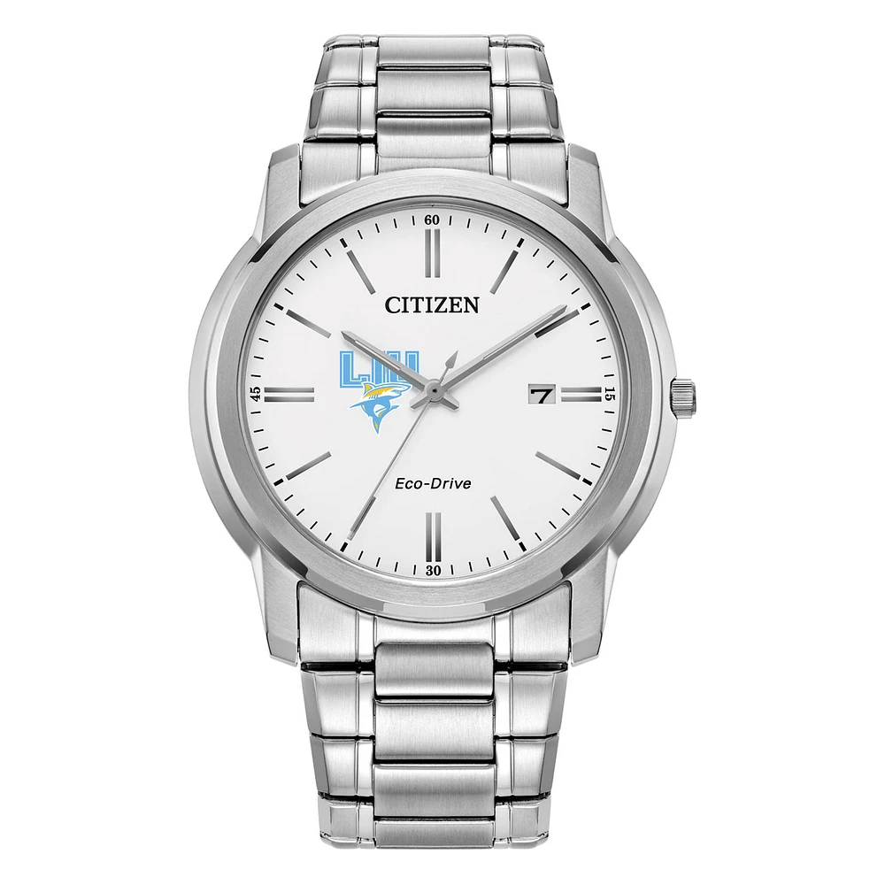 Men's Citizen Watch Silver LIU Sharks Eco-Drive White Dial Stainless Steel Watch