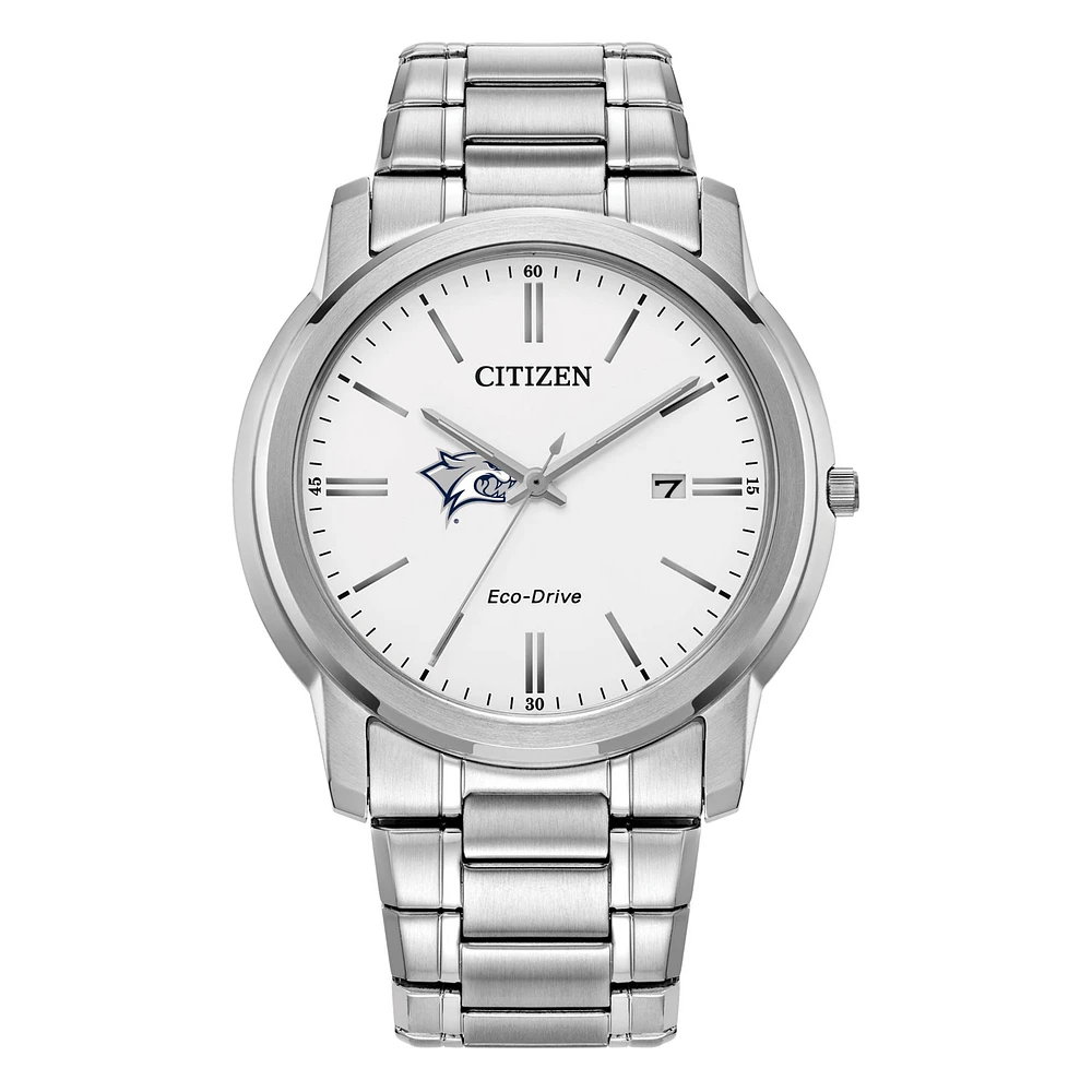 Men's Citizen Watch Silver New Hampshire Wildcats Eco-Drive Dial Stainless Steel Watch
