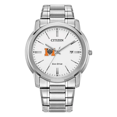 Men's Citizen Watch  Silver Mercer Bears Eco-Drive White Dial Stainless Steel Watch