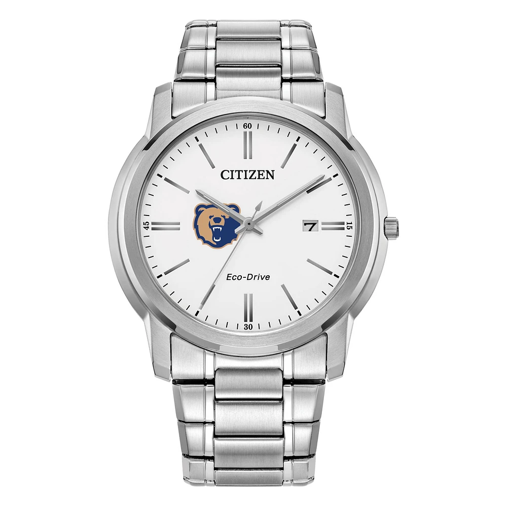 Men's Citizen Watch Silver Morgan State Bears Eco-Drive White Dial Stainless Steel Watch