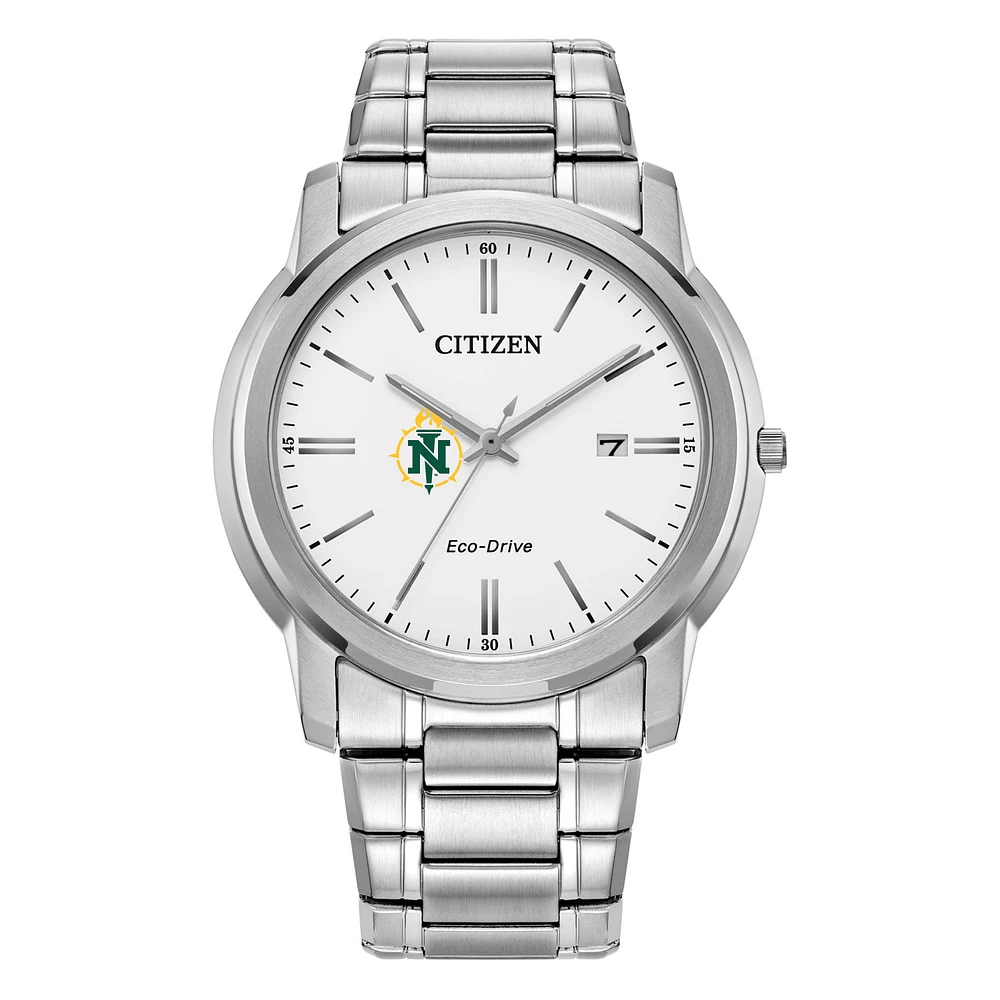 Men's Citizen Watch Silver Northern Michigan Wildcats Eco-Drive Dial Stainless Steel Watch