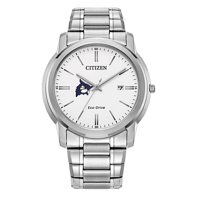 Men's Citizen Watch Silver Westfield State Owls Eco-Drive White Dial Stainless Steel Watch