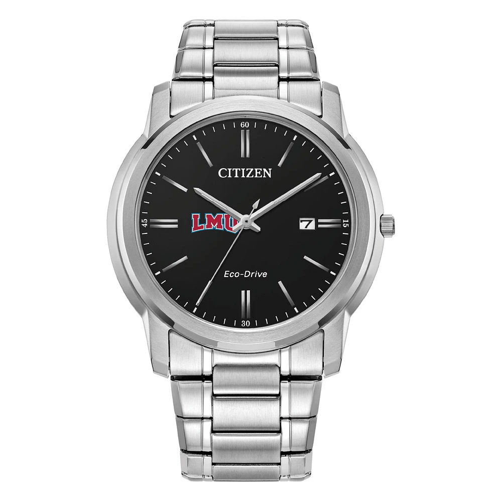 Men's Citizen Watch Silver Loyola Marymount Lions Eco-Drive Black Dial Stainless Steel Watch