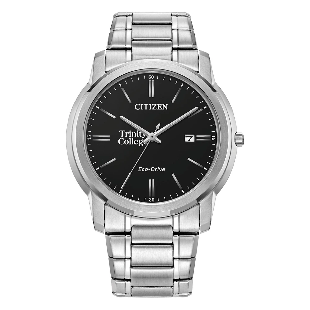 Men's Citizen Watch Silver Trinity Bantams Eco-Drive Black Dial Stainless Steel Watch