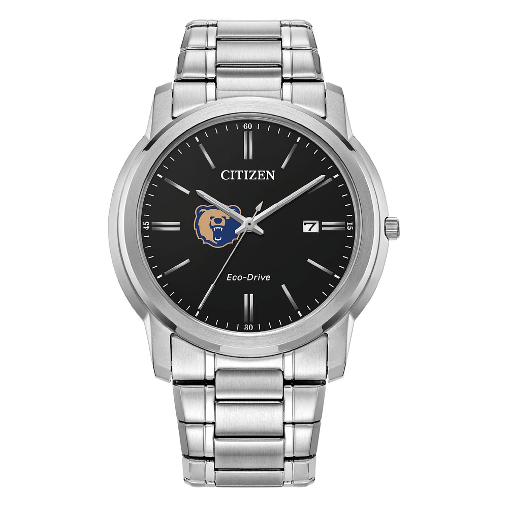 Men's Citizen Watch Silver Morgan State Bears Eco-Drive Black Dial Stainless Steel Watch