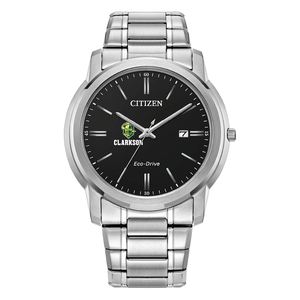 Men's Citizen Watch Silver Clarkson Golden Knights Eco-Drive Black Dial Stainless Steel Watch