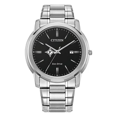 Men's Citizen Watch  Silver Furman Paladins Eco-Drive Black Dial Stainless Steel Watch