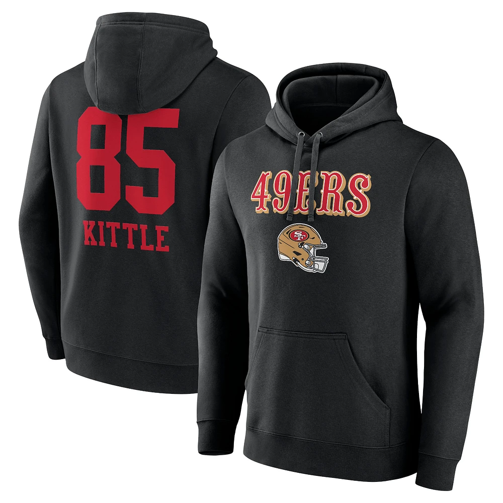 Men's George Kittle Black San Francisco 49ers Wordmark Player Name & Number Pullover Hoodie