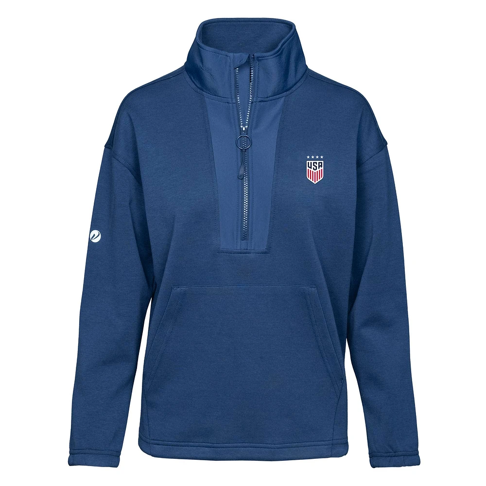 Women's Levelwear Navy USWNT Await Half-Zip Pullover Jacket
