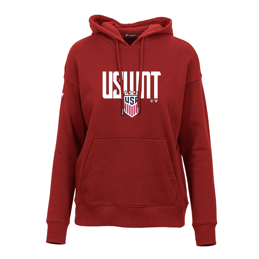 Women's Levelwear Red USWNT Adorn Mascot Pullover Hoodie