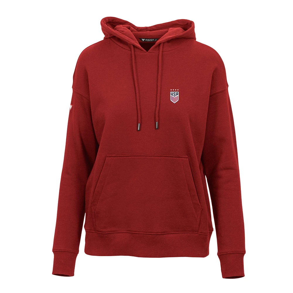 Women's Levelwear Red USWNT Adorn Pullover Hoodie