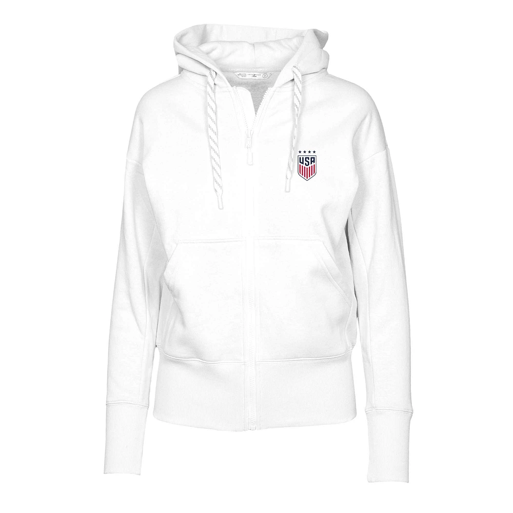 Women's Levelwear White USWNT Gardinia Full-Zip Hoodie