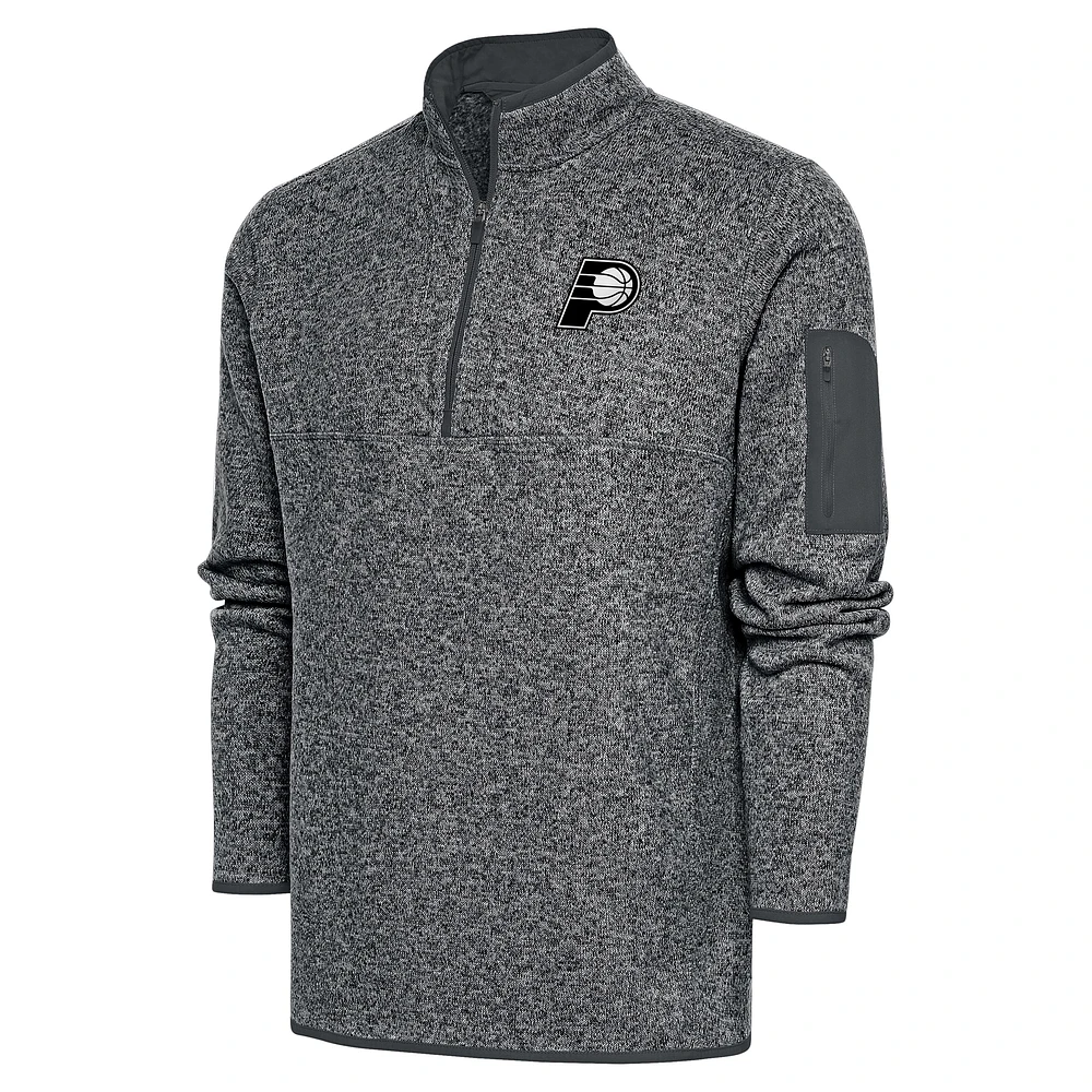 Men's Antigua Heather Indiana Pacers Metallic Logo Fortune Quarter-Zip Jacket