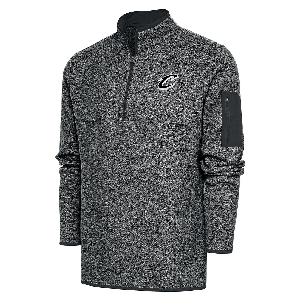 Men's Antigua Heather Gray Cleveland Cavaliers Metallic Logo Big & Tall Fortune Quarter-Zip Jacket