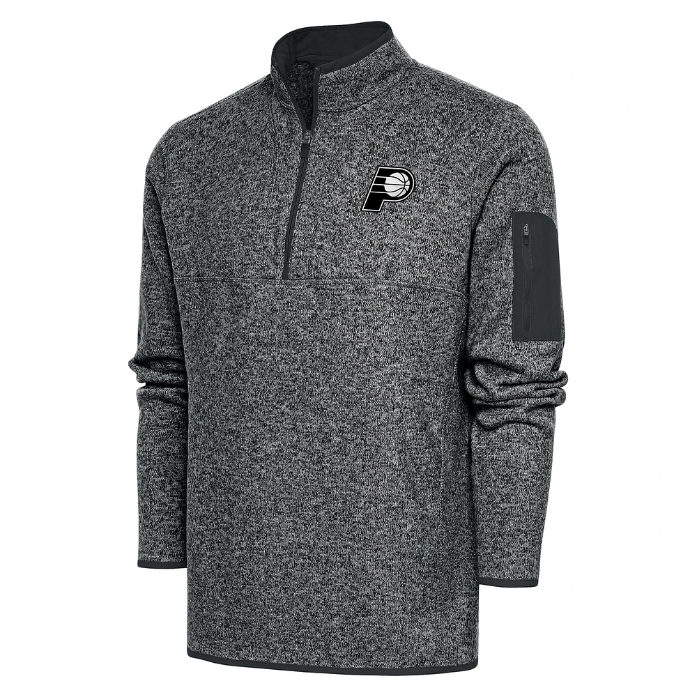 Men's Antigua Heather Gray Indiana Pacers Metallic Logo Big & Tall Fortune Quarter-Zip Jacket