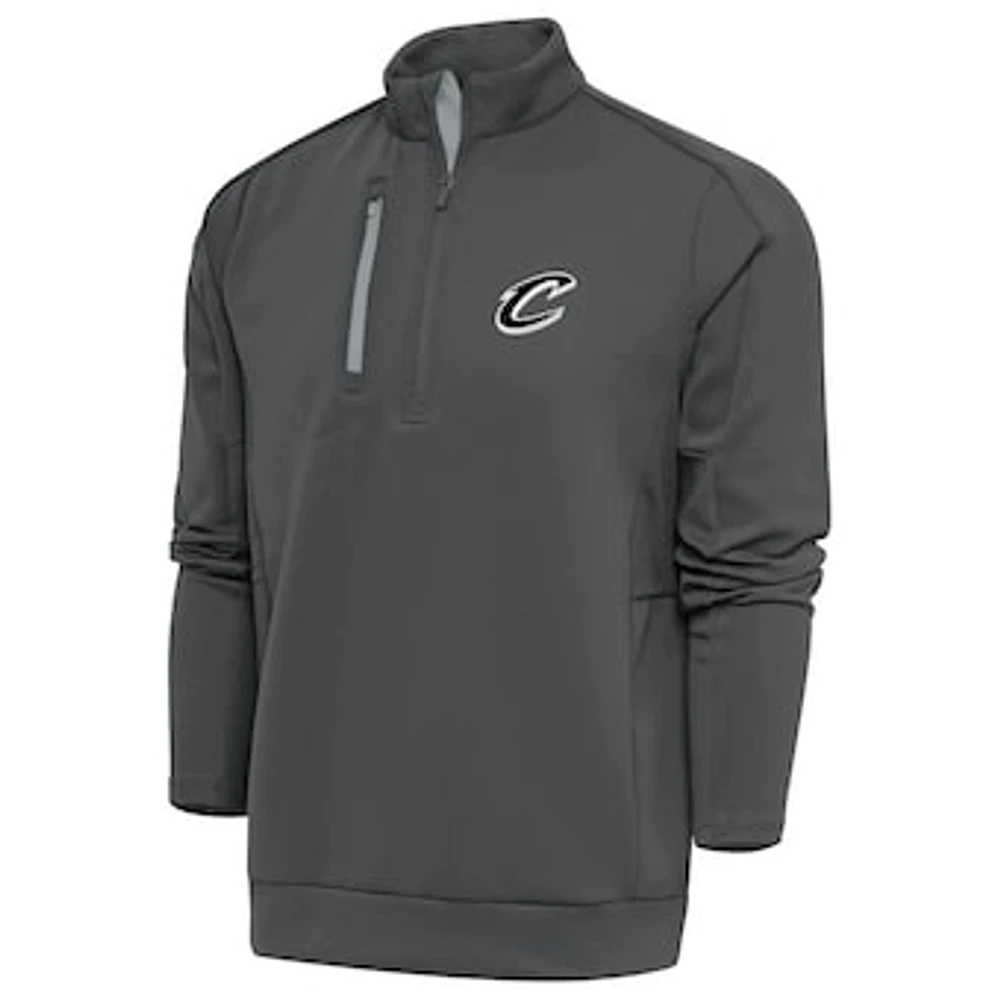 Men's Antigua Pewter Cleveland Cavaliers Metallic Logo Generation Quarter-Zip Top
