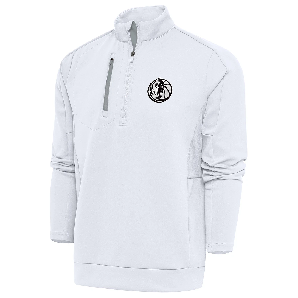 Men's Antigua White Dallas Mavericks Metallic Logo Generation Quarter-Zip Top