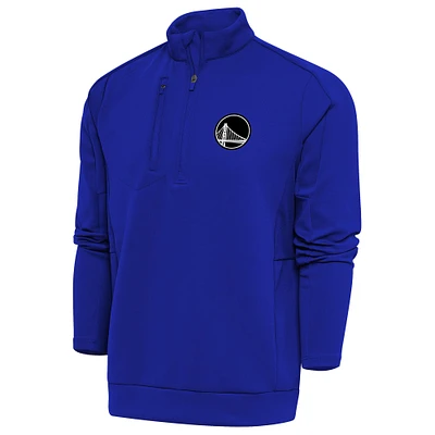 Men's Antigua Royal Golden State Warriors Metallic Logo Generation Quarter-Zip Top