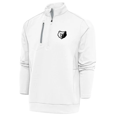 Men's Antigua White Memphis Grizzlies Metallic Logo Generation Quarter-Zip Top