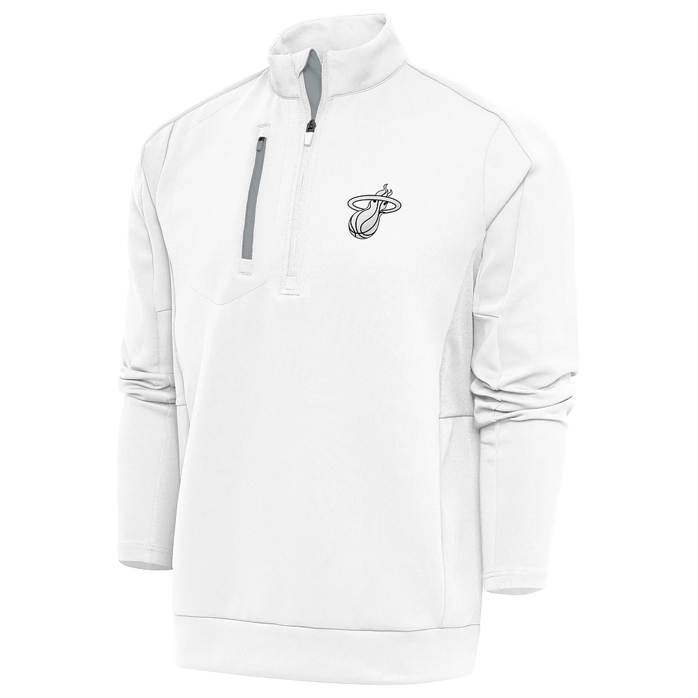 Men's Antigua Miami Heat Metallic Logo Generation Quarter-Zip Top