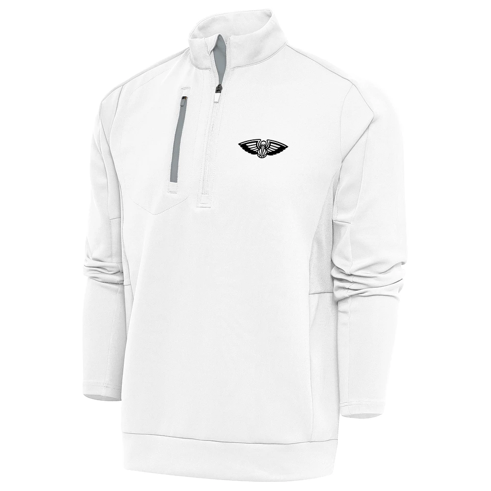Men's Antigua White New Orleans Pelicans Metallic Logo Generation Quarter-Zip Top